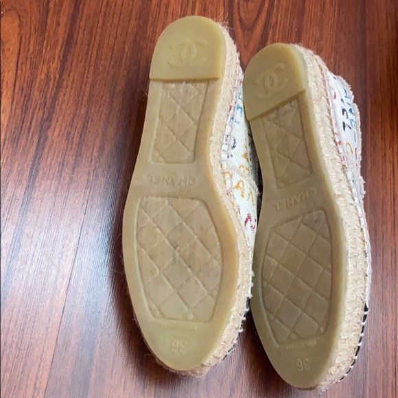 Chanel Cream Graffiti Canvas Espadrilles - Picture 3 of 3
